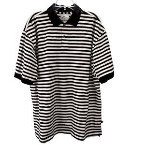 Callaway Golf Sport Polo Shirt size L Men Black Cream Striped Short Sleeve